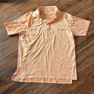 Peter Millar Men's Size Large Cotton Orange Striped Short Sleeve Golf Polo Shirt